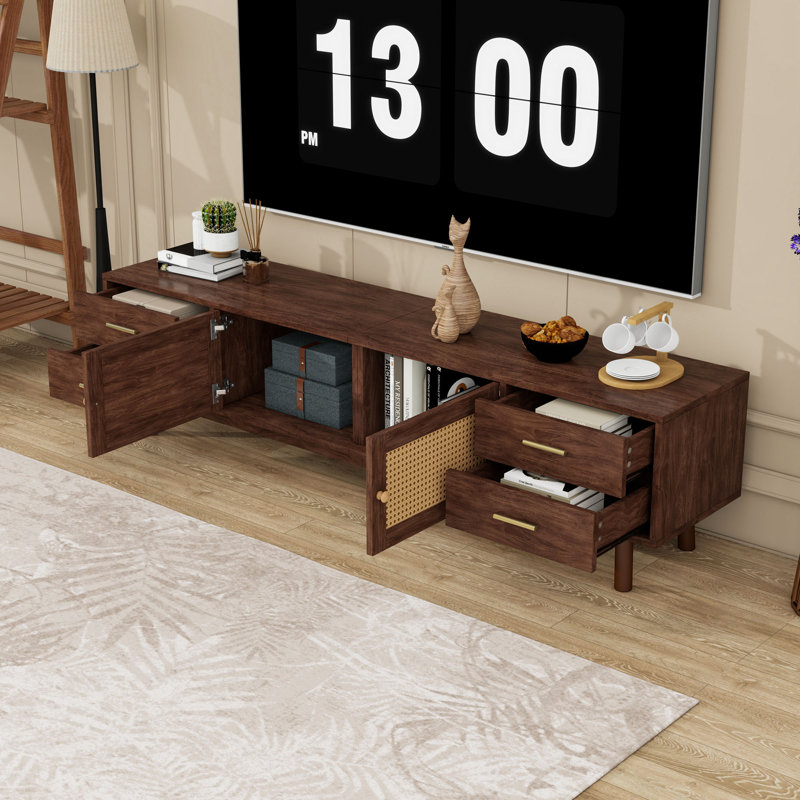 Meuble télé avec 4 tiroirs, armoires et portes