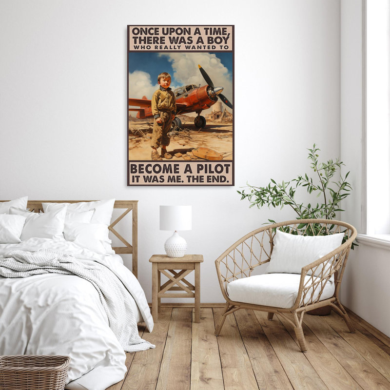 Hirz, un garçon à devenir pilote 1 - 1 pièce, reproduction d'art graphique sur toile tendue, H 14 po x l 11 po x P 1,25 po