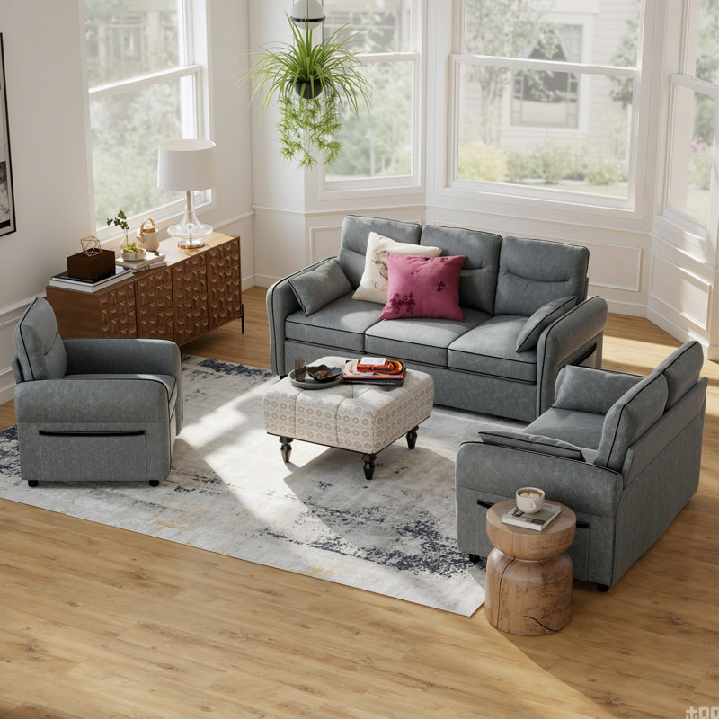 3 Seater Faux Leather Sofa