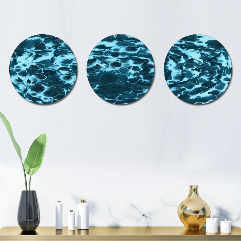 Ensemble de 3 décorations murales vagues peintes