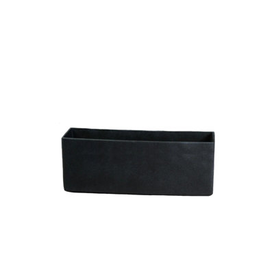  Black Rectangular Lightweight Planter Box, Matte Finish Flower Pot With Drainage Hole & Plug, Weather-Resistant Outdoor Trough For Patio, Balcony, Or Window, 10"W X 31.5"L X 10"H