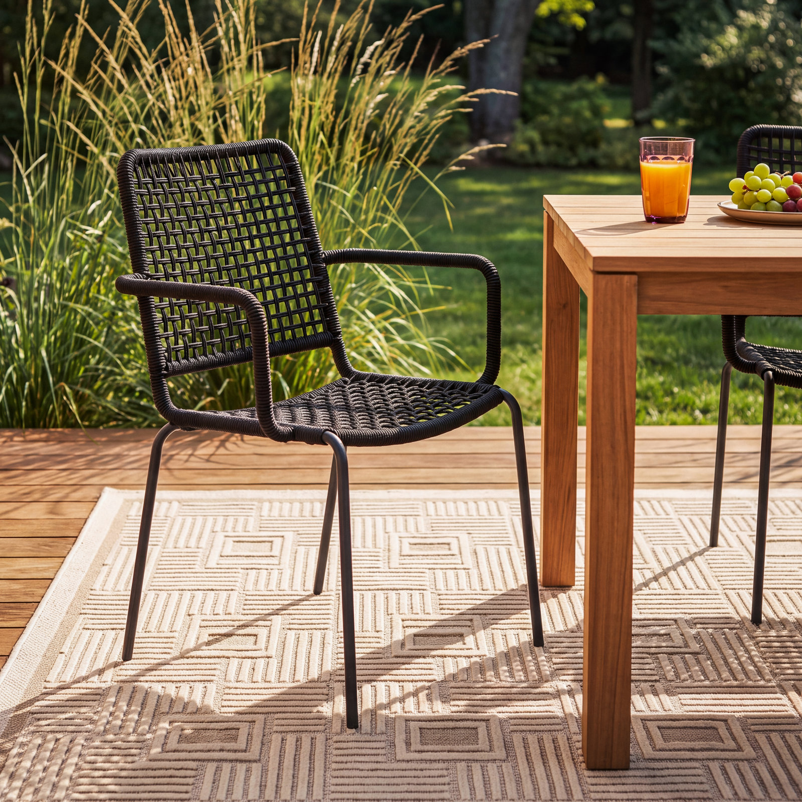 Vashon Stackable Aluminum Patio Armchair, Black