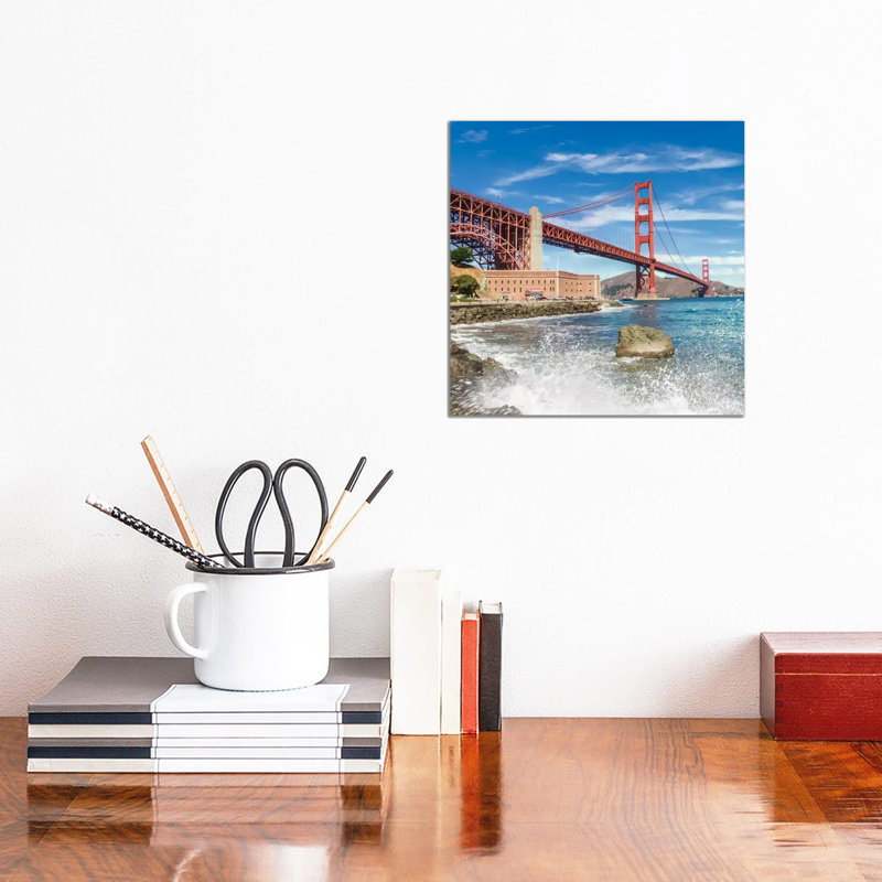 Golden Gate Bridge Coastline Impression by Melanie Viola - Wrapped Canvas Print, 30.48 cm H x 30.48 cm W