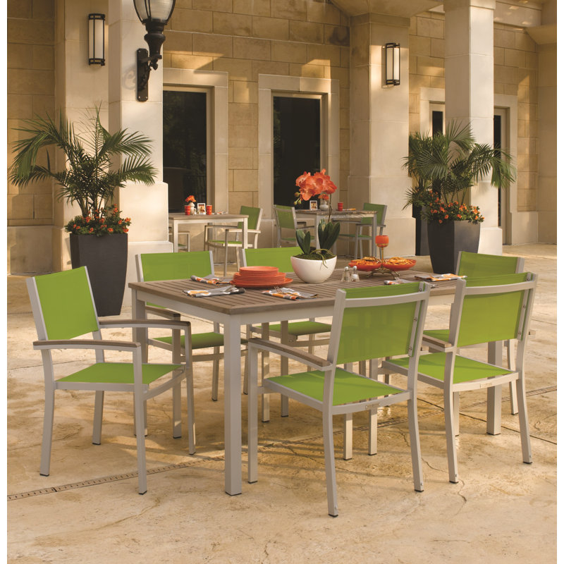 Travira Stacking Patio Dining Chair, Tekwood Natural, Flint, Go Green