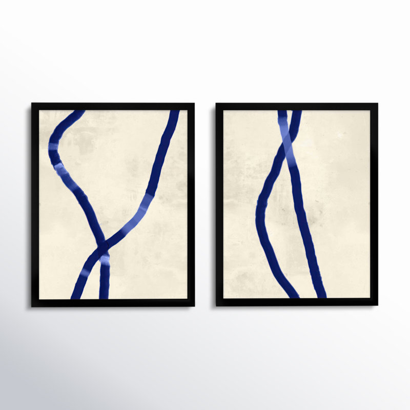 Blue Rope Print by Jacques Pilon, Black Framed, 20" H x 32" W x 1.25" D