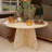 Travertine Look Round Coffee Table Small Modern End Table for Living Room-1728658921