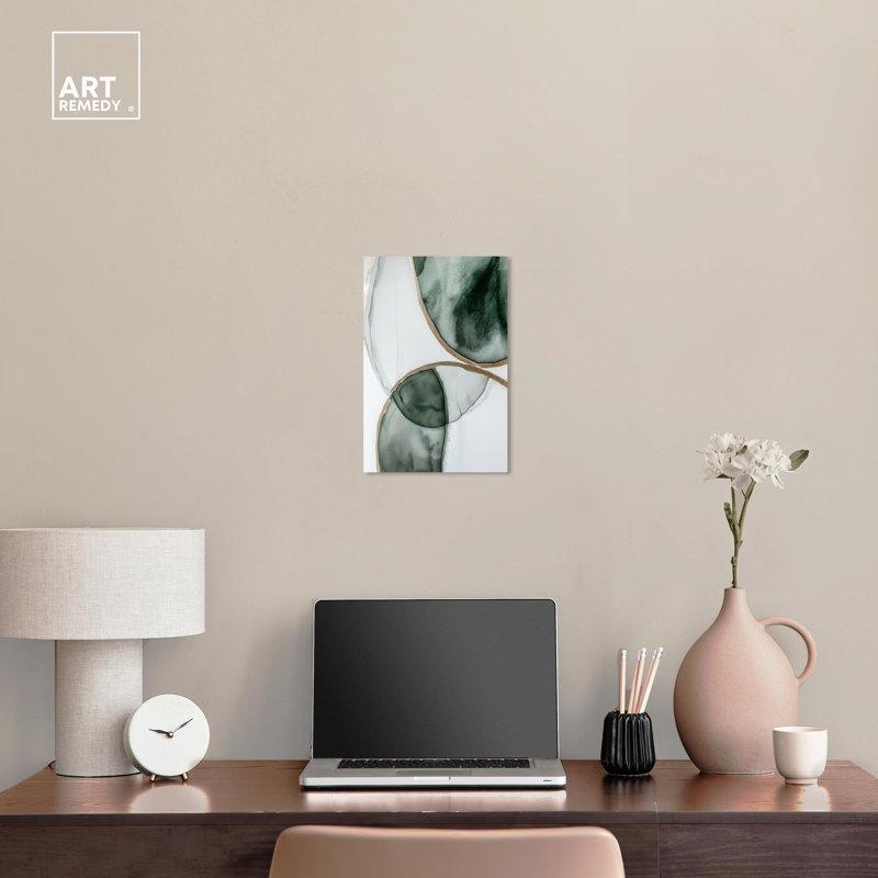 Moss and Mist Green Abstract Canvas Art, 10" x 15"