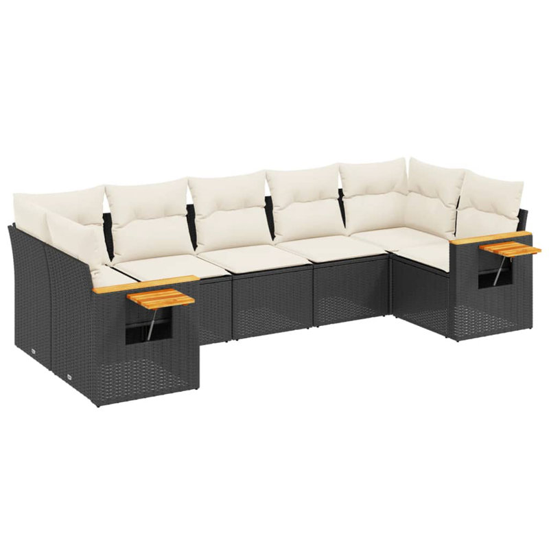 Vidaxl Garden Sofa Set, Cream Cushion/Black Frame
