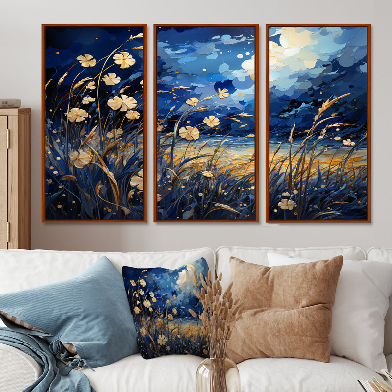 Osblek - Meadow Canvas Wall Art Set, 32" H x 48" W x 1" D, Brown Floater Framed