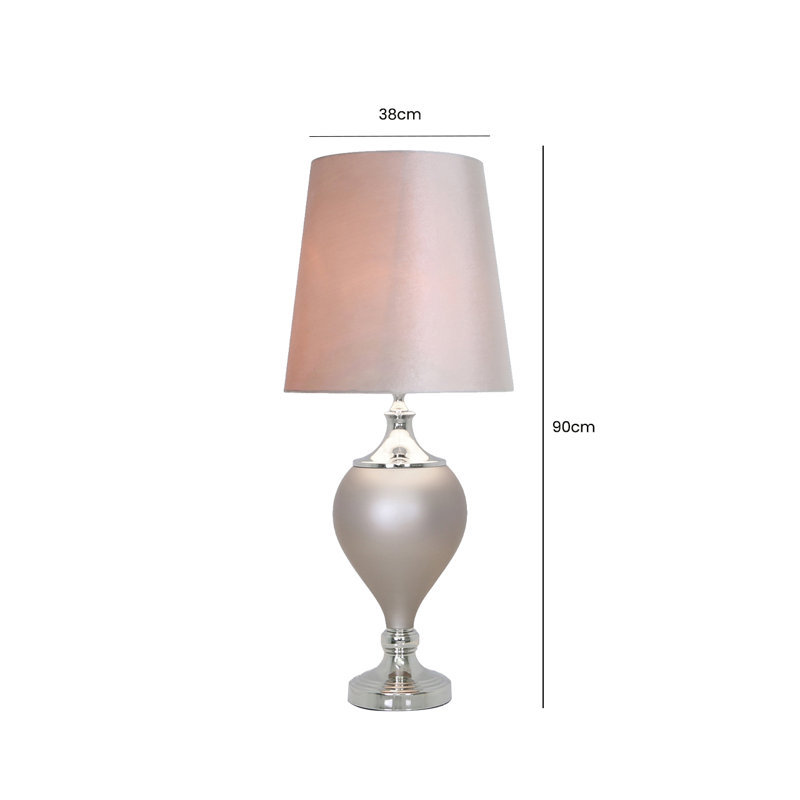 Skopelos Luxury Table Lamps, 90cm Bedside Buffet Lamp with Glass Base and Velvet Shade, Champagne, Clear