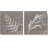 Minimal Botanical " White Foliage On Wood Effect Background " 2 - Pieces-56420163