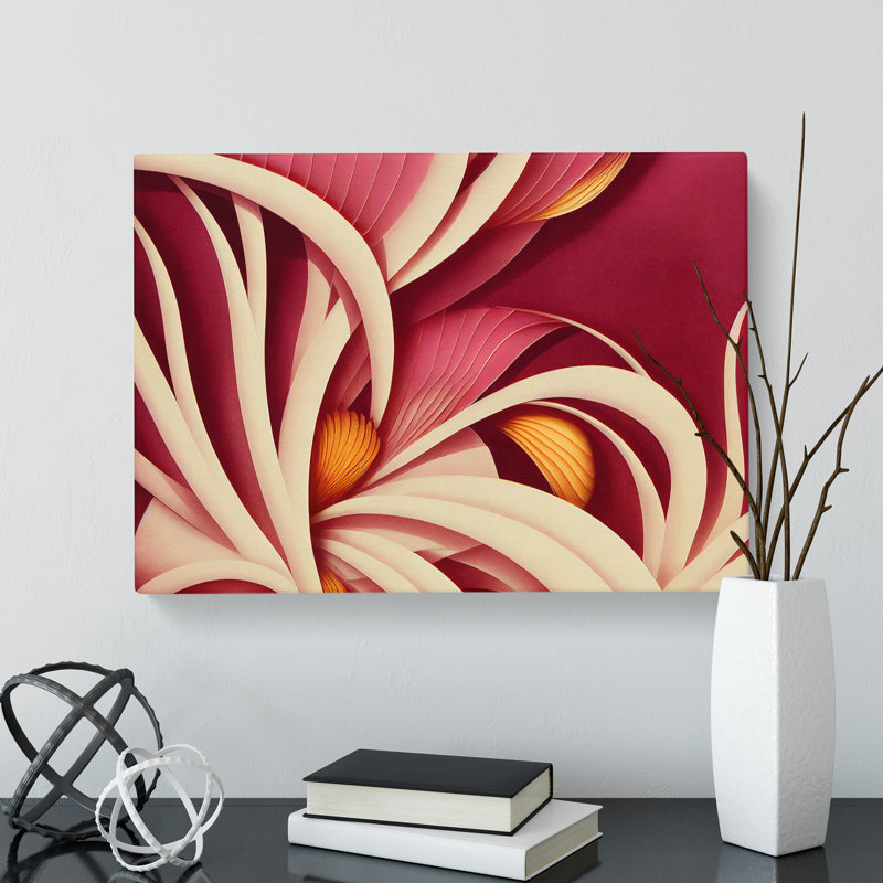 Fine Flowers Art Deco - Wrapped Canvas Print, 35cm H x 50cm W x 3cm D