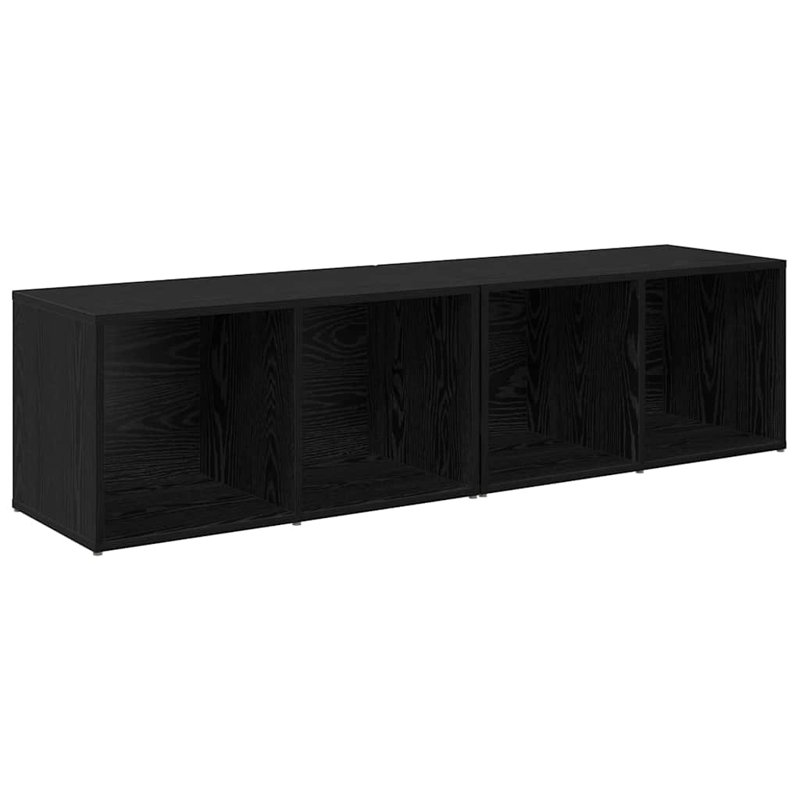 TV Cabinet Set 2 Pcs Engineered Wood, Black Oak
