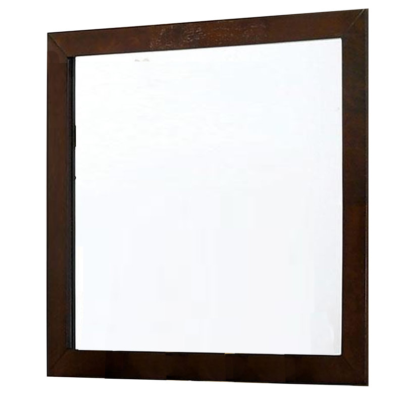 Miroir de commode Ryla, cadre carré de 38 pouces, bois massif de ferme, Verticale, Cerise foncée