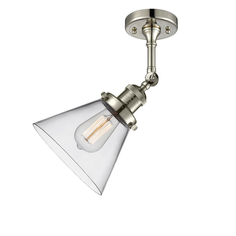 Éclairage de meuble-lavabo inclinable 2 lumières Cone, Ampoule à DEL rétro de 6 watts, Clair, Nickel poli