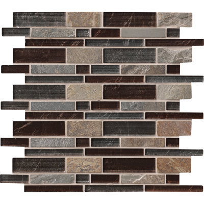Carreau de mosaïque de plancher et de mur en verre imbriqué 12 po x 12 po Delgado