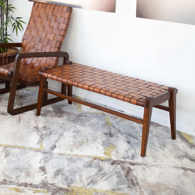 Banc en cuir brun clair Cody