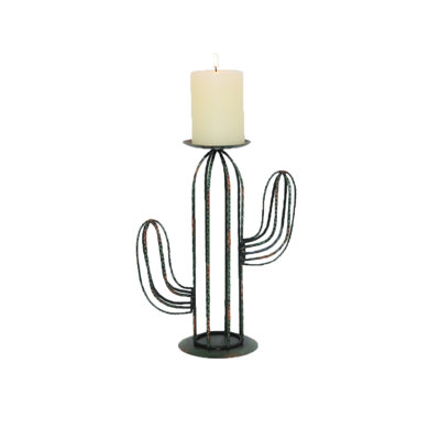Cactus 9'' H Metal Tabletop Candlestick