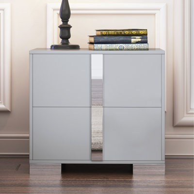 Table de chevet élégante avec pied en métal et table de chevet à miroir avec 2 tiroirs