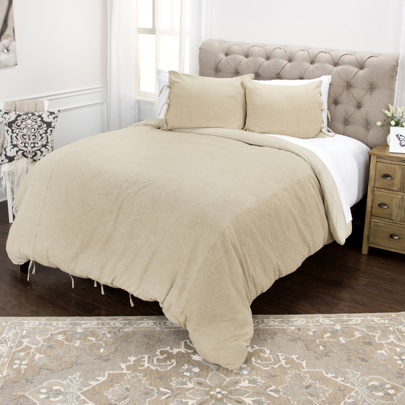 Ensemble de housse de couette, Housse de couette grand + 2 taies décoratives, Beige