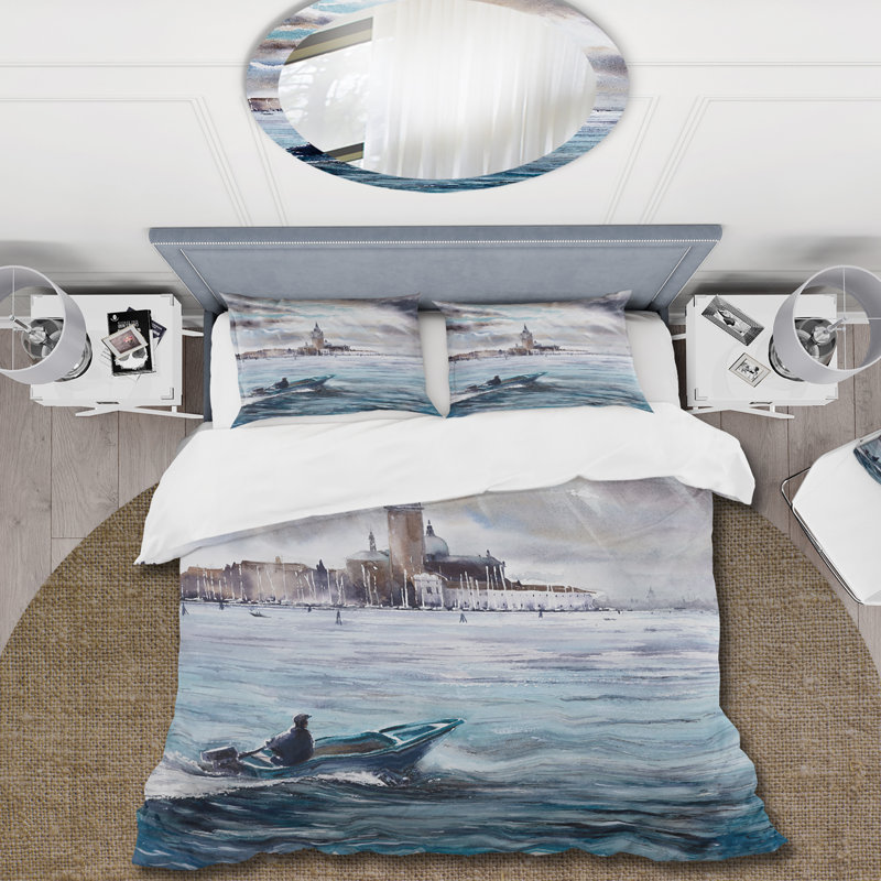 Storm Over Venice In Italy - Ensemble de housse de couette nautique et côtier - Polyester en microfibre