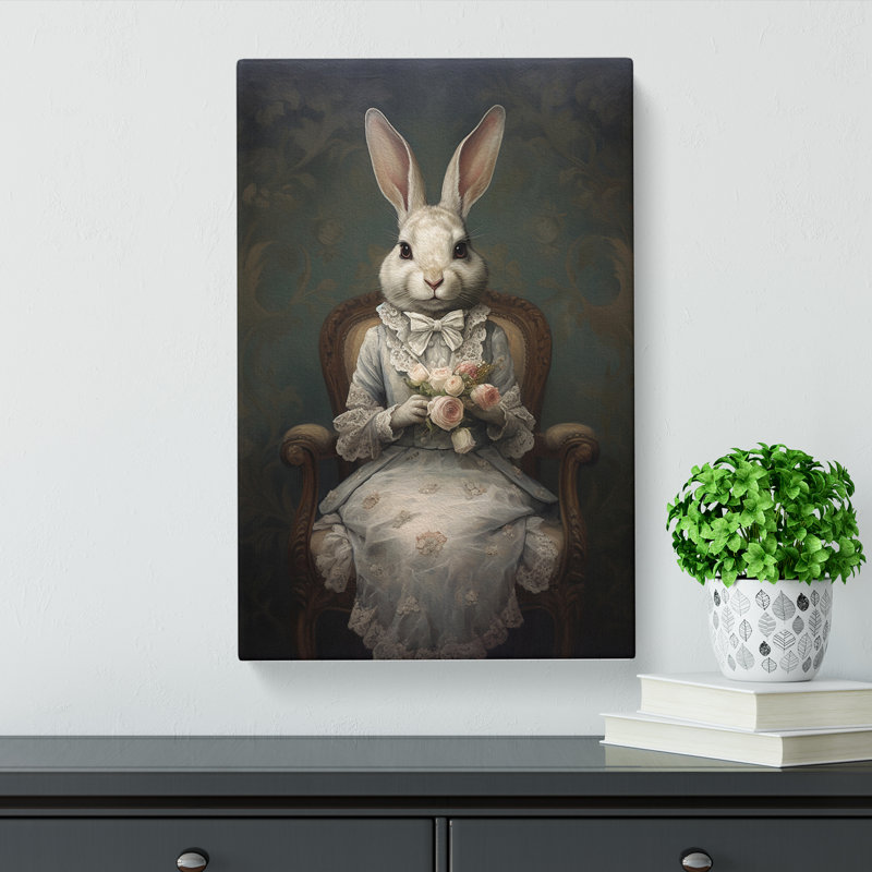 Rabbit Victorian - Print, 76cm H x 50cm W x 3cm D