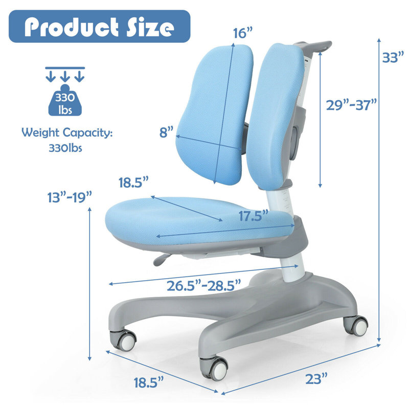Chaise de bureau pour enfants Fulcher, Bleu
