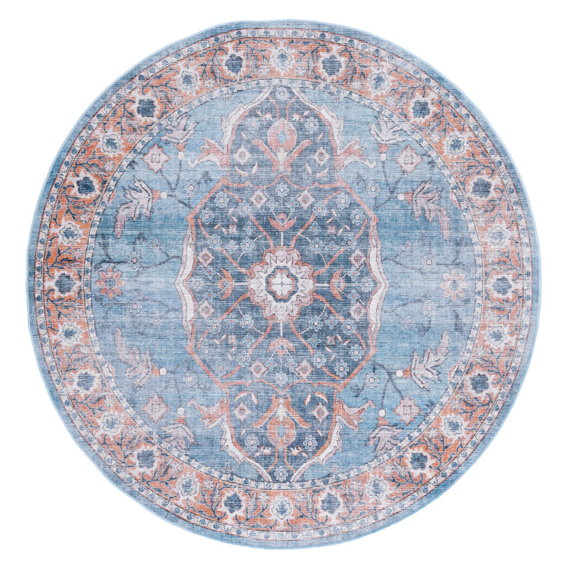 Tapis oriental lavable à la machine Dujuan, Rond 6 pi 7 po