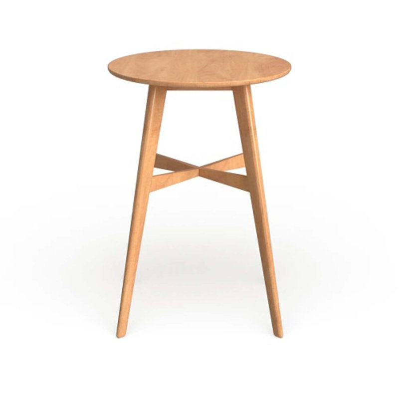 Table de bar ronde en bois Mid-Century, H 42,25 po x L 35,25 po x l 35,25 po, Chêne