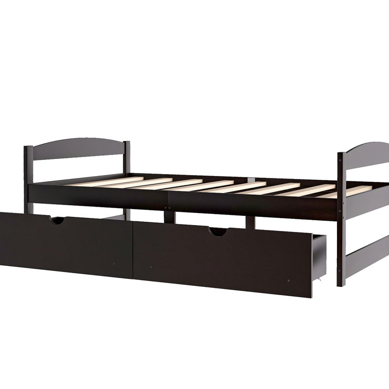 Lit plateforme simple avec deux tiroirs disposés de façon exquise - couleur pour l'organisation, Espresso