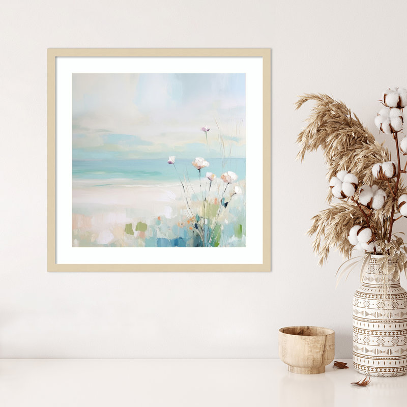 «Blue Abstract Beach I» par Irena Orlov, impression sur bois encadrée, H 25 po x l 25 po