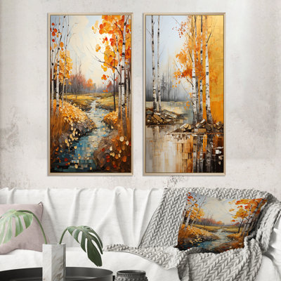 «Birch Woods Autumn Tapisserie», 2 pièces