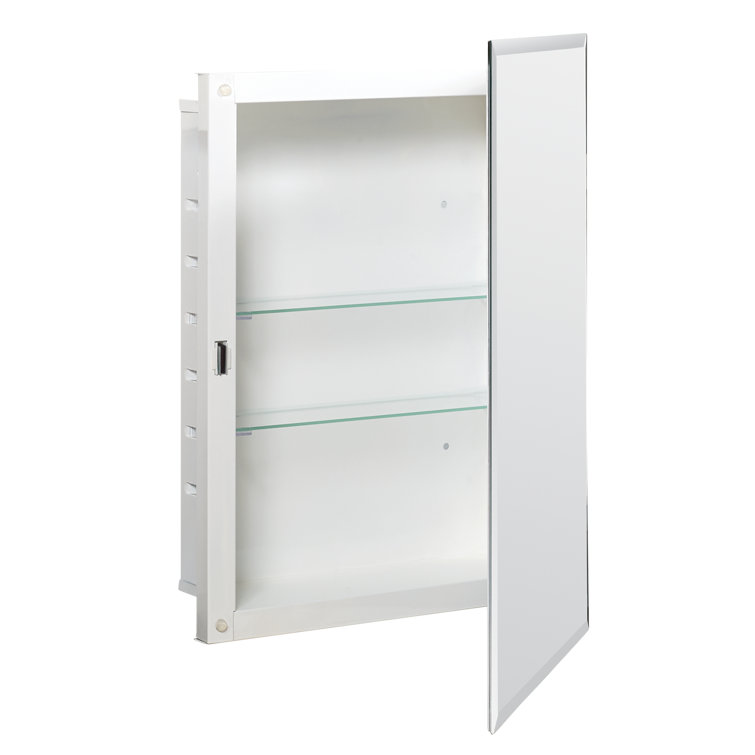 Winston Porter DD453FBF63464339B6F3A49D4211F920 Lamberson 16 x 22 Recessed Frameless Medicine Cabinet with 2 Adjustable Shelves