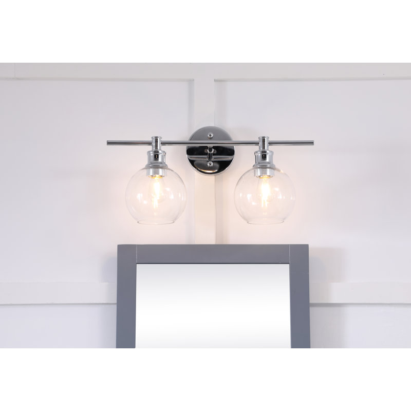 Éclairage pour meuble-lavabo en verre Drinkard, Transparent, Chrome, Quatre lumières