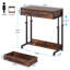 Table de bureau, bureau compact avec roues, bureau d'écriture à hauteur réglable, table basse mobile