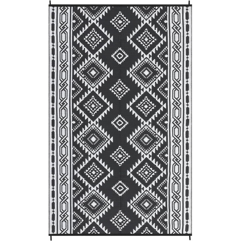 Plastic Straw Rug - Modern Reversible Indoor/Outdoor Rug, All-Weather Floor Mat for Patio, Deck, Balcony & RV