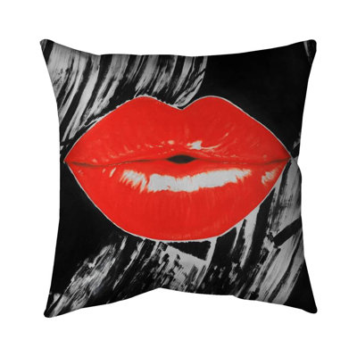 Pouty glossy lips - 18"x18" Throw pillow cover - Poly twill - Print on demand