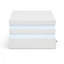 Table basse Lesi, plateau en verre de 47 po, 2 tiroirs, blanc glamour à DEL