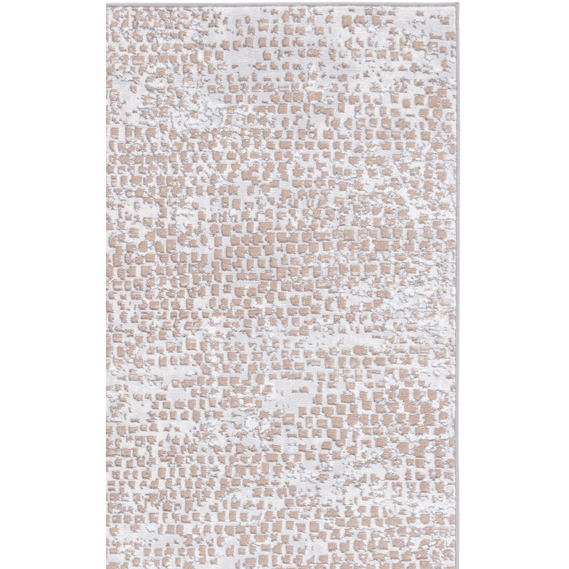 Tapis beige / gris Minyard 254, Rectangle 5 pi 5 po x 7 pi 7 po
