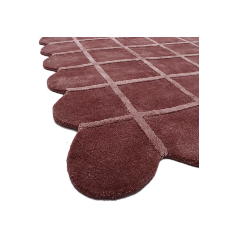 Tapis géométrique touffeté à la main rouge, Rectangle 9 pi x 12 pi