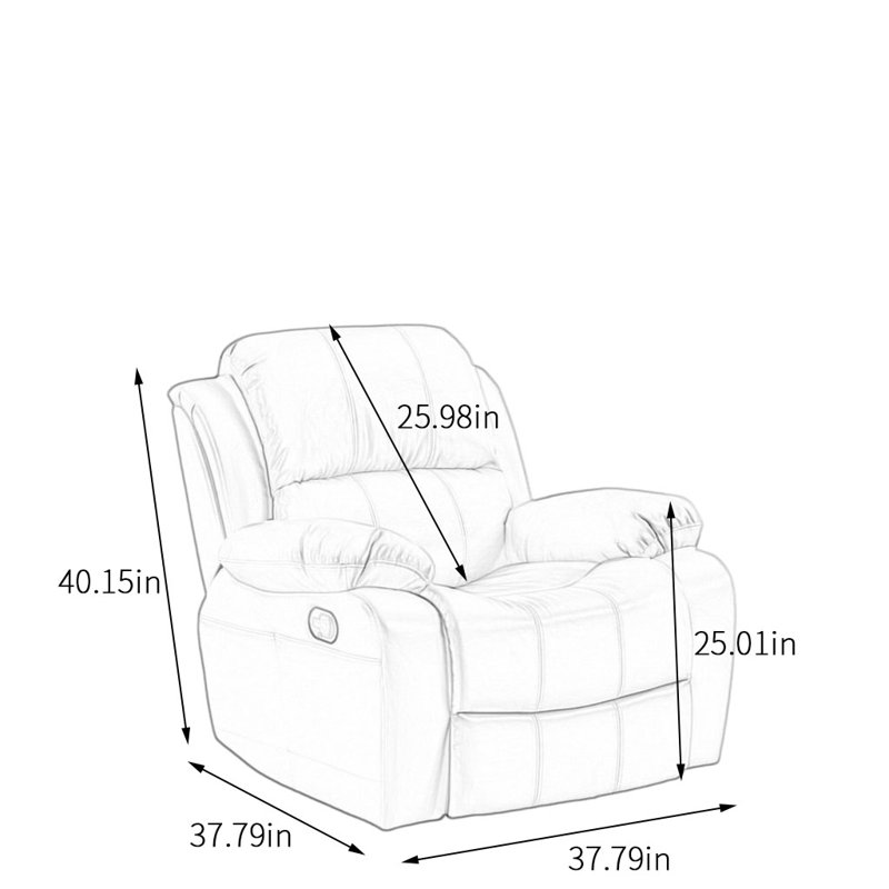 Ergonomic Recliner With Plush Bread Shape Faux Leather Swivel Recliner, Brown
