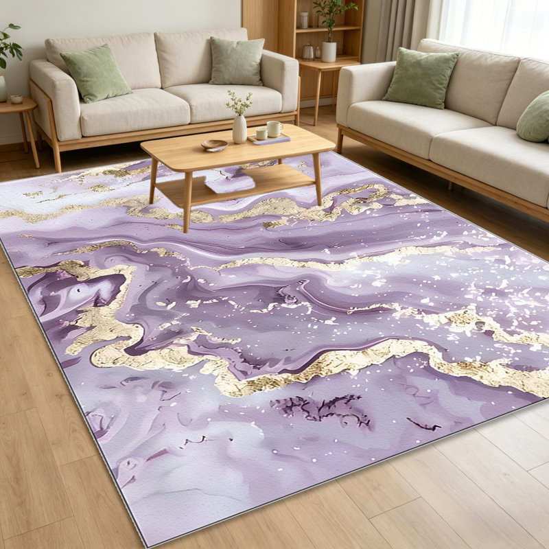 Lavender Gold Marble carpet-easy to clean, machine-washable, soft and comfortable; suitable for door mats, kitchens, living rooms, bedrooms, corridors, and laundry areas. Easy to clean, durable carpet for home decoration.