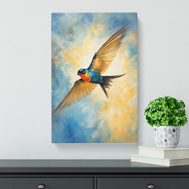 Swallow Impressionism No.2 - Wrapped Canvas, 60cm H x 40cm W x 3cm D