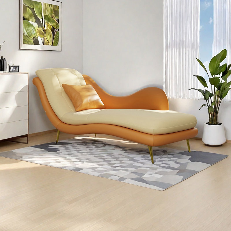 Chaise longue Robichaux , Orienté à gauche (vu de face), Orange/beige