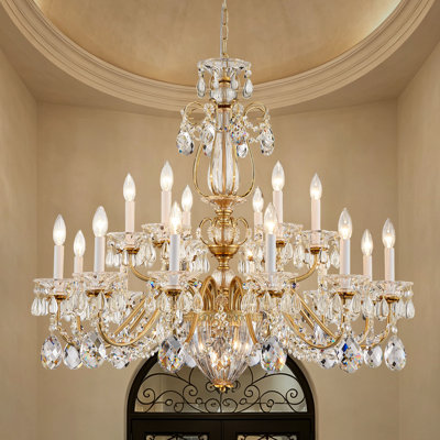 18-Light Maria Theresa Candle Brass Crystal Chandelier