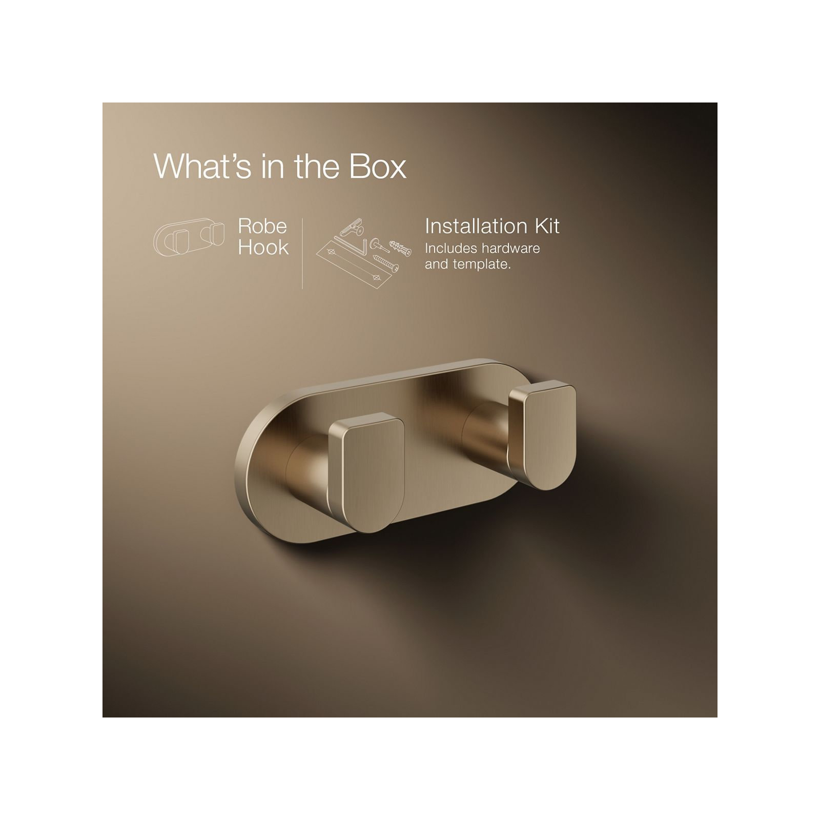 Composed Wall Mounted Double Robe Hook, Rose Gold