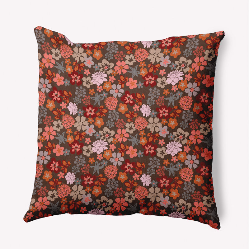  Housse et insert de coussin décoratif en polyester pour intérieur / extérieur E par Design, 16 po x 16 po, Brun