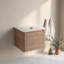 Meuble-lavabo mural simple flottant 24 po avec dalle de comptoir, base de meuble-lavabo moderne en contreplaqué incurvé en chêne naturel (lavabo non inclus)