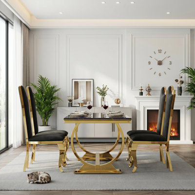Dining Table Set for 4, Luxury Modern Dining Table Set