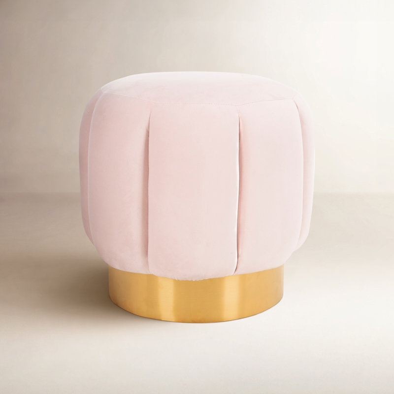 Jayah Upholstered Ottoman, Light Pink Velvet